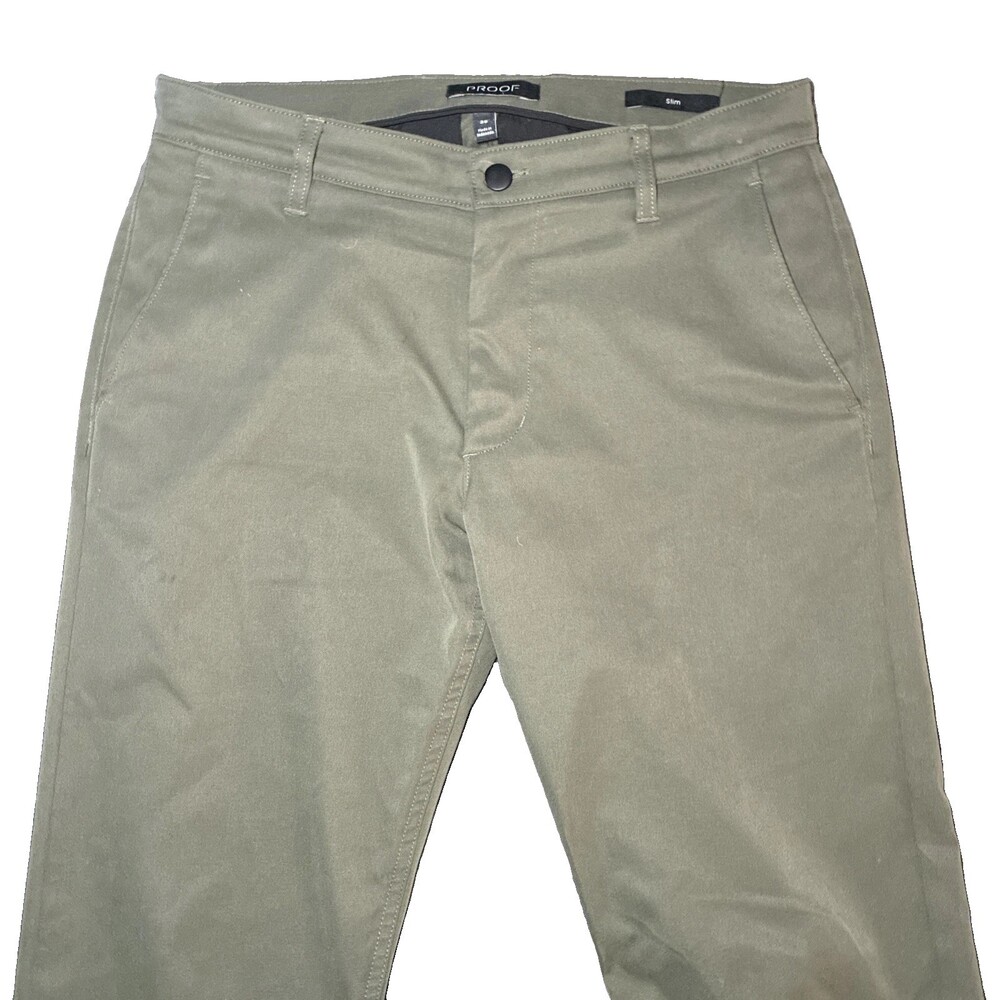 PROOF Rover Pant Mens 30 x 30 Slim Fit Dark Olive Stretch Chino Huckberry